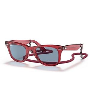 Ray-Ban Original Wayfarer Colourblock Sunglasses Frame Lenses - Red