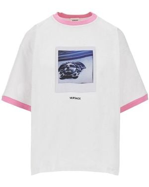 Versace Cotton T-Shirt With 'Medusa Polaroid' Print - White