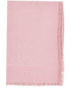 Fendi Ff Jacquard Wool And Silk Shawl - Pink