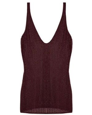 VENUJA Strass-Embellished Mesh Mini Dress - Purple