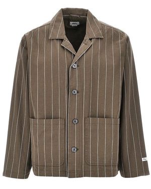 Obey 'Locus' Pinstriped Cotton Jacket - Green