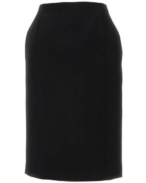 Balenciaga 'Hourglass' Wool Knee-Length Skirt - Black