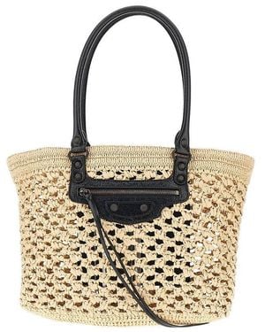 Balenciaga Raffia Medium 'Le City' Basket Bag - Metallic