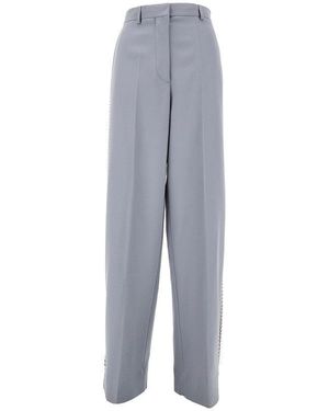 Stella McCartney Pantalone Loose Fit Con Dettagli Catena Donna - Blu