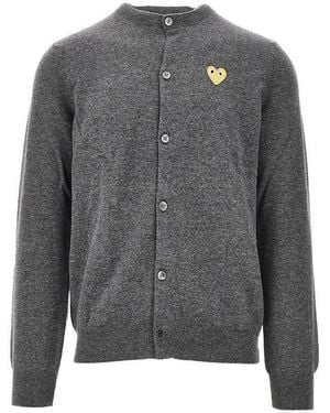 COMME DES GARÇONS PLAY Heart Patch Wool Cardigan - Grey