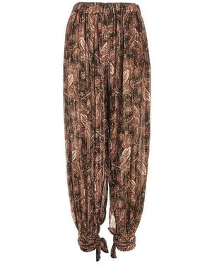ANDAMANE 'Noor' Paisley Georgette Trousers - Brown