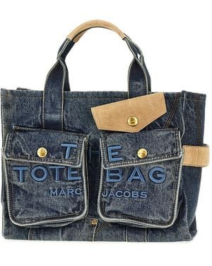 Marc Jacobs Denim And Suede Medium Cargo Tote Bag - Blue