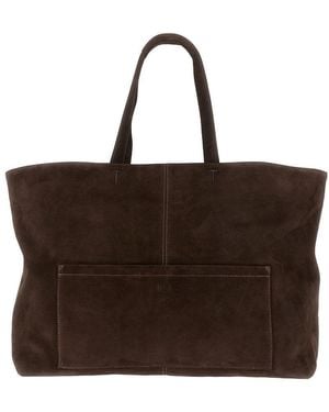 AUTENTICA 504 Suede Leather Shopping Bag - Brown
