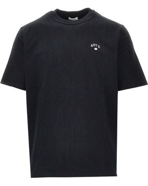 Arte' Cotton Jersey T-Shirt With Embroidery - Black