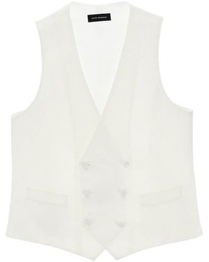 Luigi Bianchi Double-Breasted Satin Vest - White