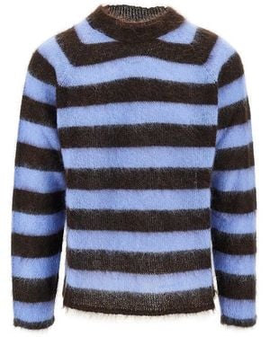 Emporio Armani Kniited Jumper With Striped Motif - Blue