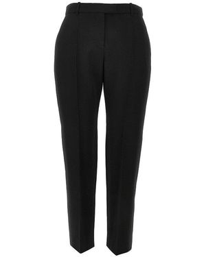 McQueen Grain De Poudre Wool Cropped Trousers - Black