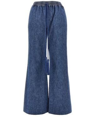 Valentino Chambray Denim Pants With Drawstring - Blue