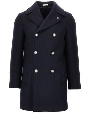 BRERAS Milano Wool-Blend Double-Breasted Peacoat - Blue