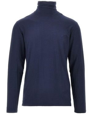EA BODYWEAR Stretch Jersey Turtleneck Top - Blue