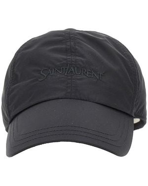 Saint Laurent Nylon Baseball Cap With Logo Embroidery - Grey