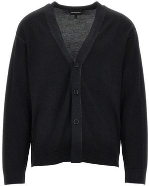 Emporio Armani Virgin Wool Knitting Cardigan - Black