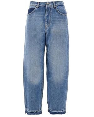 Pinko Balloon Fit Jeans With Frayed Hem - Blue