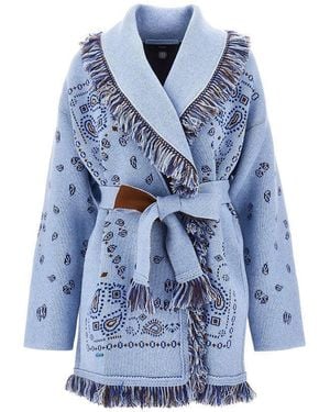 Alanui Bandana Jacquard Wool Cardigan - Blue