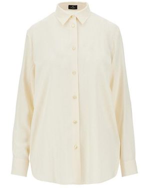 Etro Jacquard Silk-Blend Shirt - White