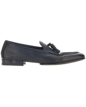 Doucal's Grained Leather Loafers - Blue