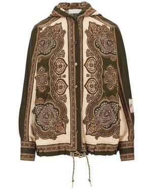 Zimmermann 'Mahon' Hooded Shirt - Brown