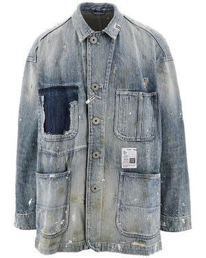 Maison Mihara Yasuhiro Oversized Used Effect Denim Jacket - Blue