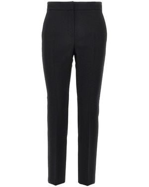 Max Mara Stretch Wool Canvas Cropped Pants - Black