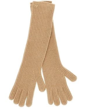 Weekend by Maxmara Long Cashmere Gloves With Embroidery - Natural