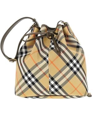 Burberry Check Fabric Medium Bucket Bag - Metallic