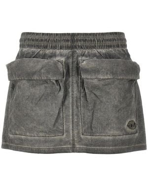 DIESEL 'O-Cean' Taslan Fabric Mini Skirt - Grey