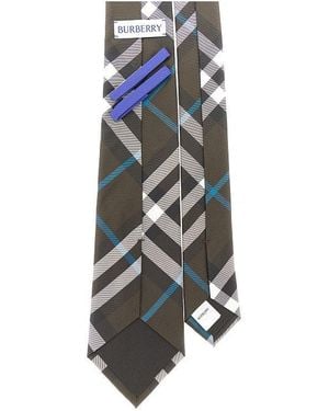 Burberry Check Silk Necktie - Blue
