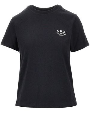 A.P.C. A. P.C. Jersey T-Shirt With Logo Embroidery - Black