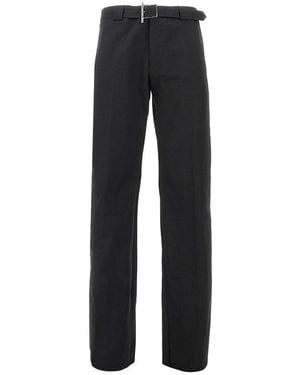 McQueen Cotton-Blend Trousers With T-Buckle Belt - Black