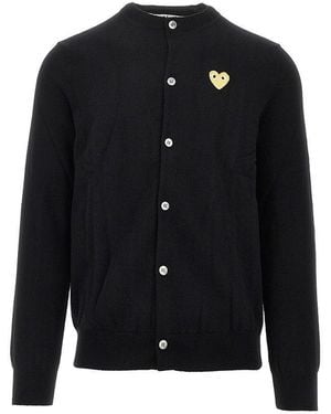 COMME DES GARÇONS PLAY Wool Cardigan With Heart Patch - Black