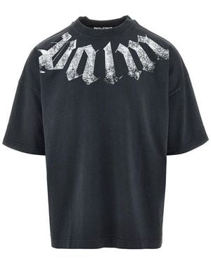 Palm Angels Neck Logo Loose Fit T-Shirt - Black