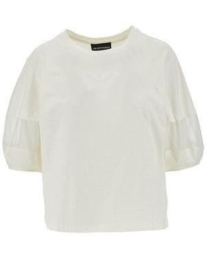 Emporio Armani Supima Cotton T-Shirt With Mesh Inserts - White