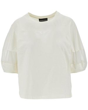 Emporio Armani Supima Cotton T-Shirt With Mesh Inserts - White