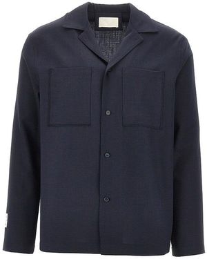 C.9.3 Wool-Blend Shirt With Bowling Collar - Blue