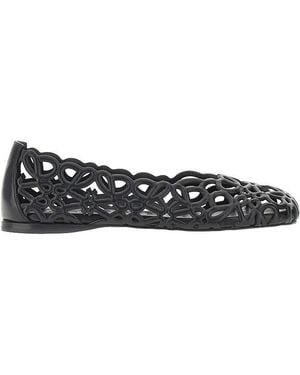 Loewe 'Petal Anagram' Leather Ballet Flats - Blue