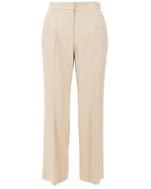 MSGM Canvas Cropped Straight Leg Trousers - Natural