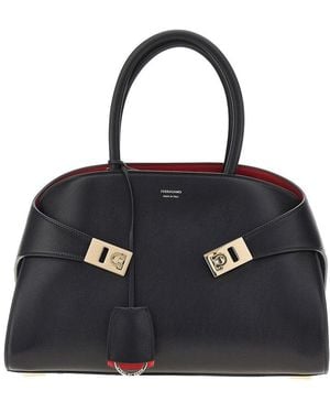 Ferragamo Leather Medium 'Hug' Bag - Black