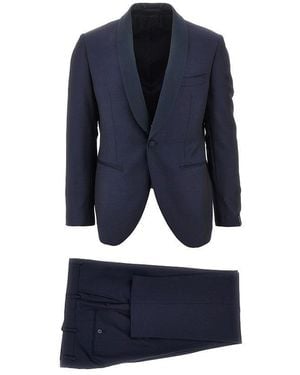 Luigi Bianchi Wool Suit With Satin Details - Blue