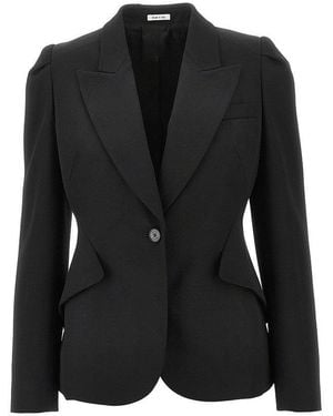McQueen Grain De Poudre Single-Breasted Jacket - Black