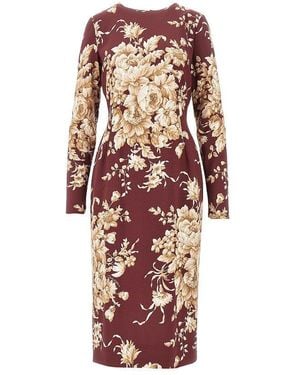 Dolce & Gabbana Floral Print Midi Dress - Red