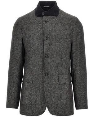 Emporio Armani Mouliné Kniited Jacket - Grey