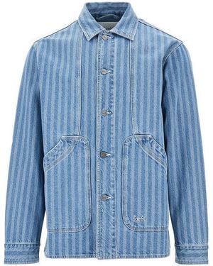 Forét 'Berry' Striped Denim Overshirt - Blue