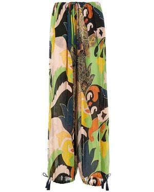 Etro Printed Crepon Harem Trousers - Green