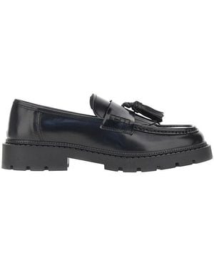 Bianco Leather Loafers With Tassels - Black