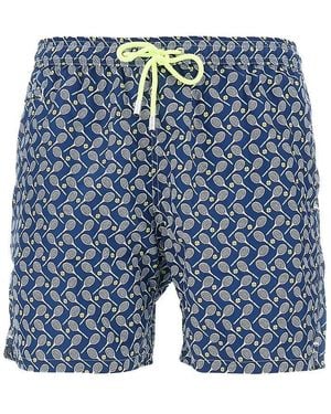 MC2 Saint Barth Tennis Cross Printed Swim Shorts - Blue